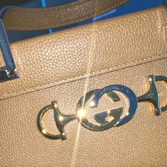 Gucci Horsebit Medium Zuki Interlocking Gg Top Beige Leather Shoulder Bag - Picture 10 of 13